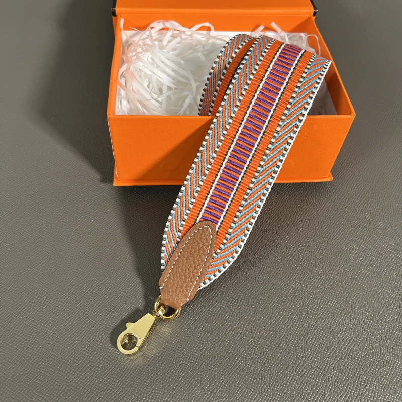 Color: Rose Gold, Size: M - Herbag Evelyn Replacement Shoulder Strap Gold Togo Cowhide Woven Canvas 5cm Wide Hand-Sewn