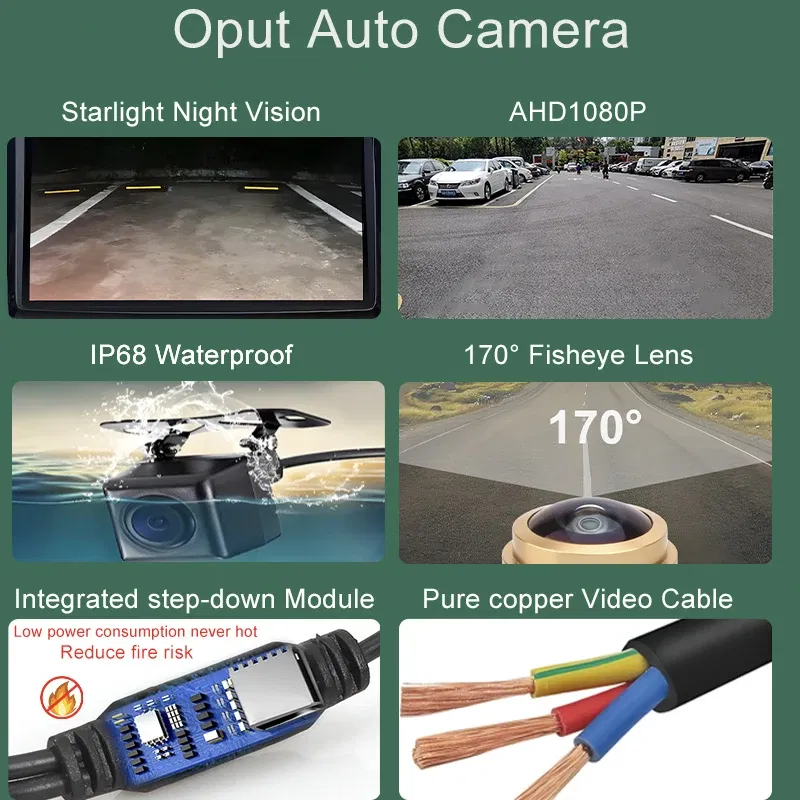 170° AHD 1080P Flip Emblem Rear View Reverse Backup Camera For VW Golf 6/7/8 Polo CC Beetle Magotan B6 B7 B8 EOS T-roc Passat Brown
