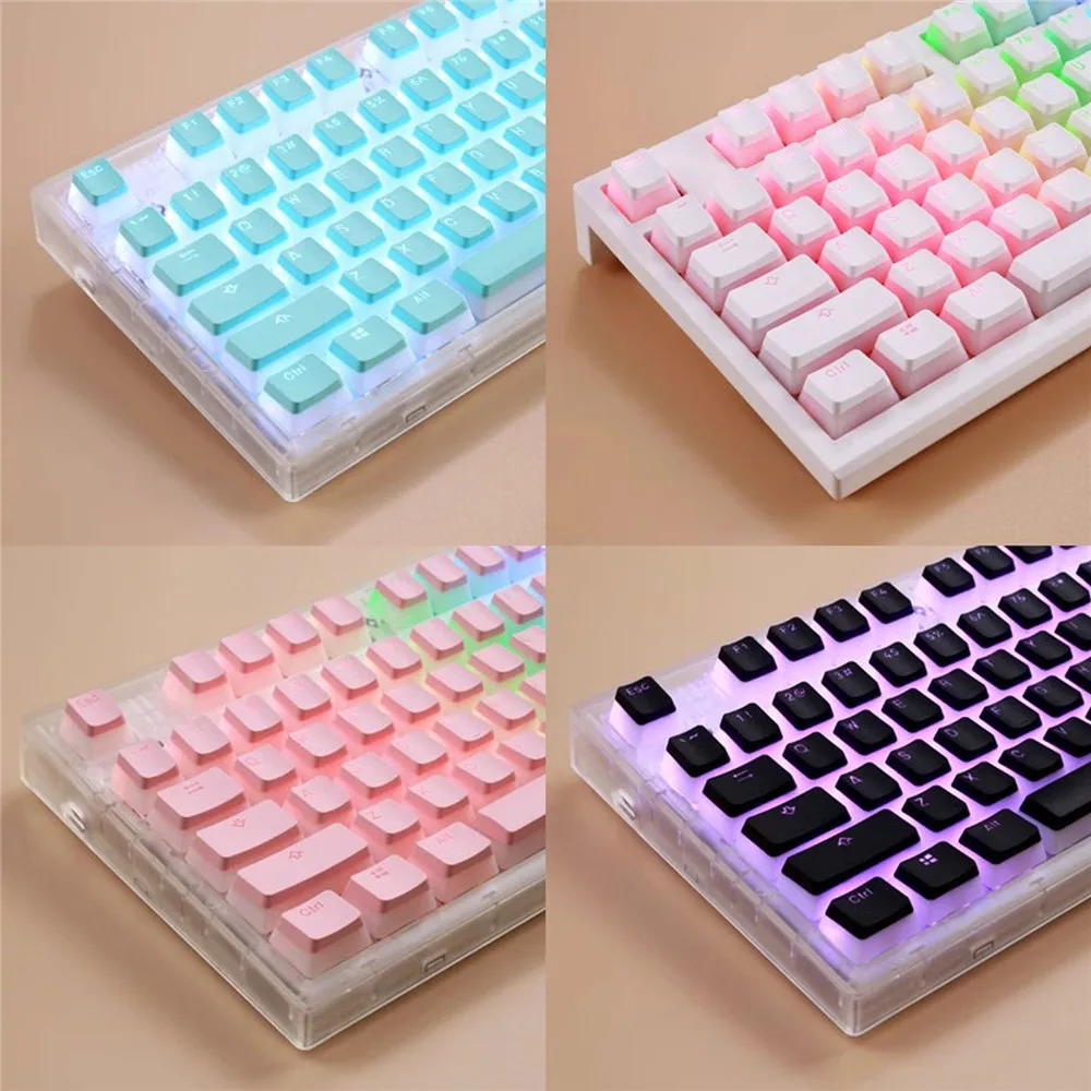 Color: GRAY - 104 Keys Pudding Theme Keycap OEM Profile ABS PBT Double Shot Keycap For Mx Switch Mechanical Keyboard RGB Backlit Key Caps