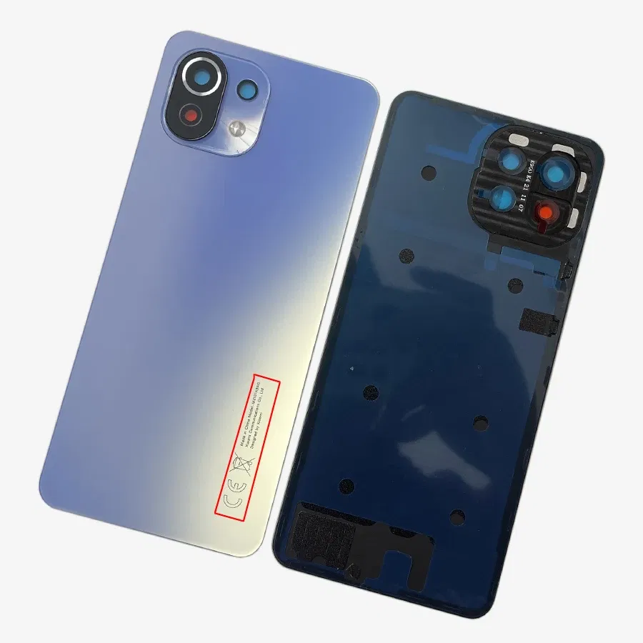 Color: Dark blue - A+++ Back Cover For Xiaomi Mi 11 Lite Glass Battery Cover Housing Door Cases Mi11 Youth NE 5G With Camera Lens Replacement