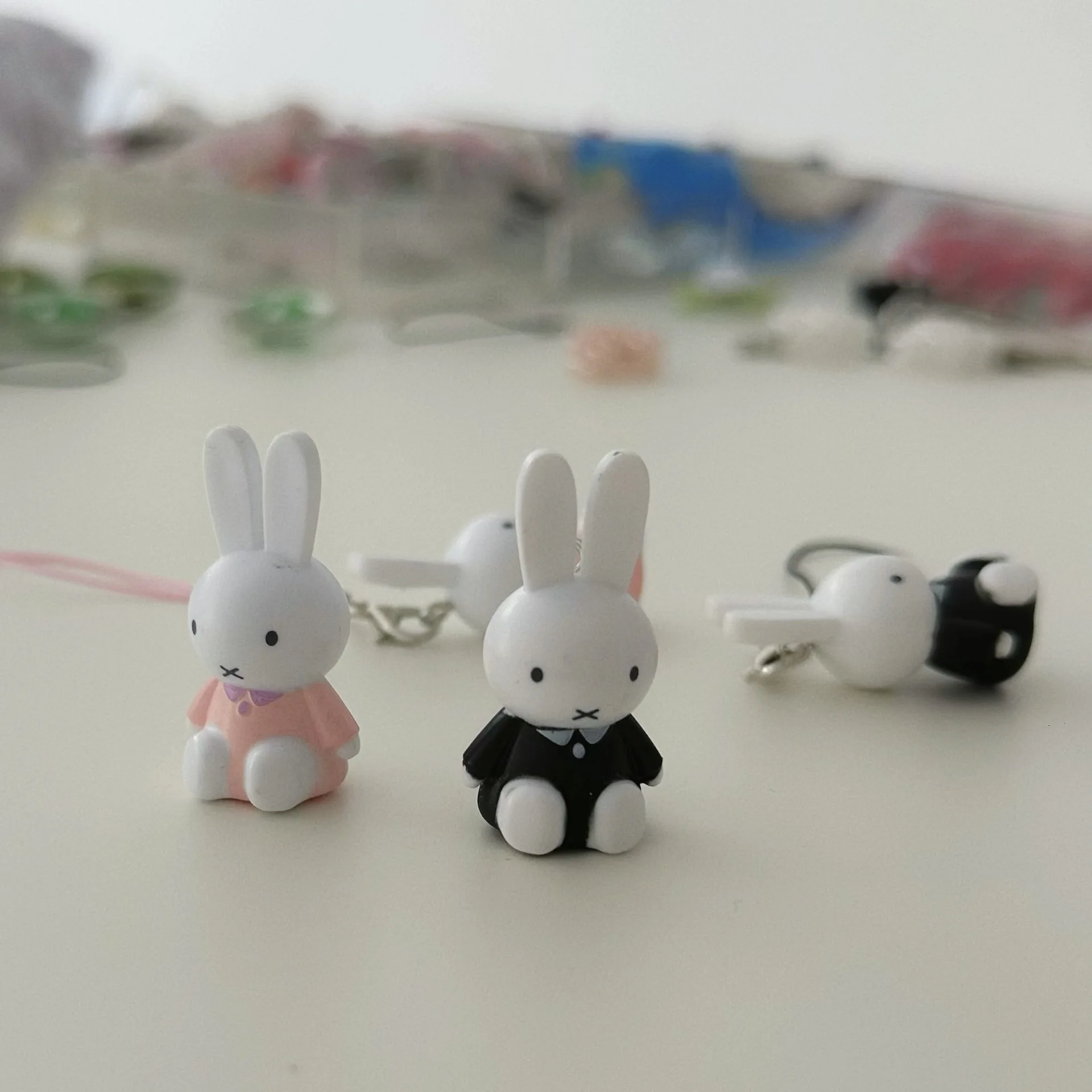 Color: Clear - Kawaii Miffy Key Chain Cartoon Cute Backpack Pendant Ornaments Mobile Phone Chain Christmas Gift