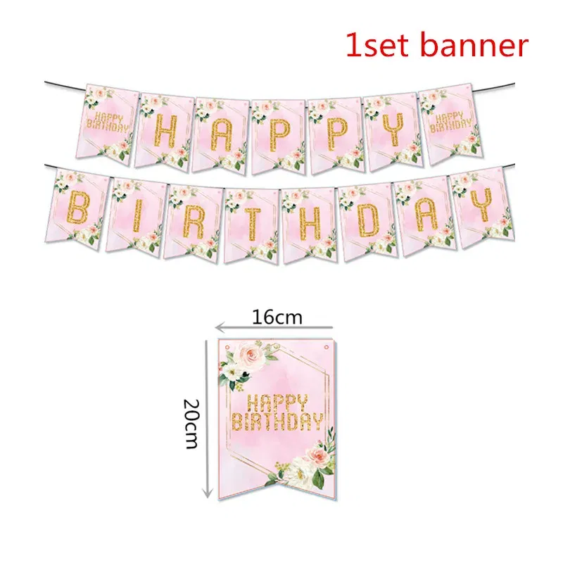 Color: Blue - Girls One First Happy Birthday Disposable Tableware  Pink Plate Napkins Cup Hat for Baby Shower 1 Year Old Birthday Party Deco