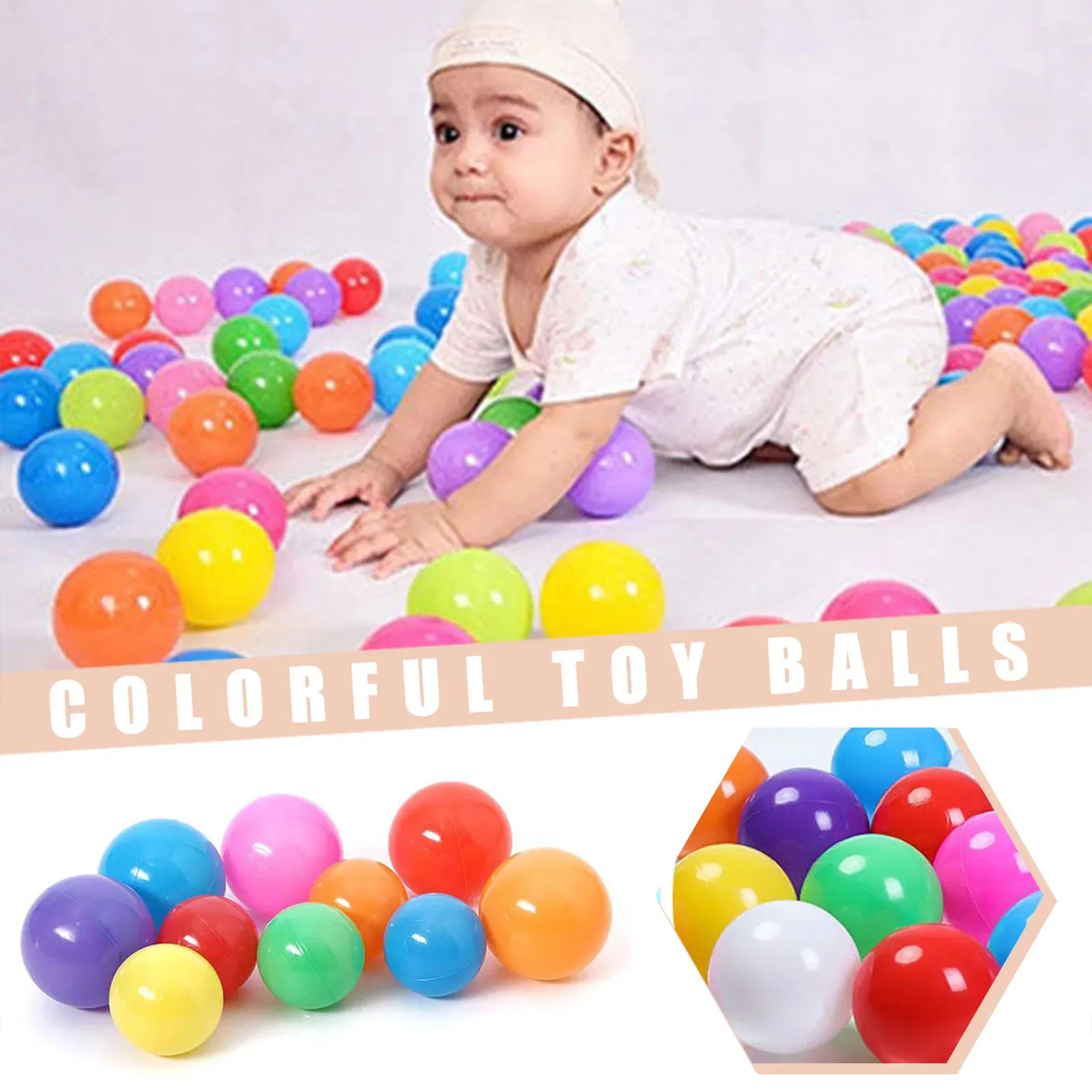 Color: WHITE - Outdoor Sport Ball Eco-Friendly Water Pool Ocean Wave Ball 50/100pcs 5.5cm Stress Air Ball Funny Toys for Children Kid Ballenbak