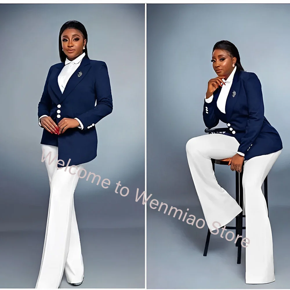 Color: GRAY, Size: 5XL - Navy Women's Blazer 2-piece Set Fashionable Jacket Pants Set Ladies Suit Formal Business Workwear Office Lady Outfit