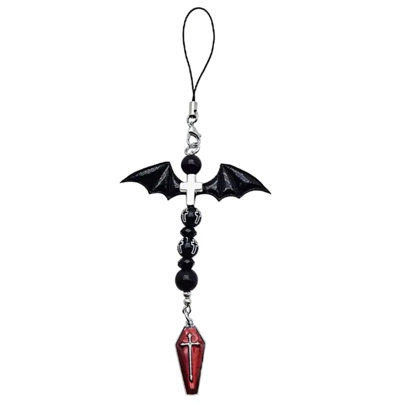 Color: Ivory - Goth Y2K Phone Charm Pendant Kawaii-Key Chain For Bag Cute Accessory Women Guitar Strap Lanyard Beaded Keychain Pendant