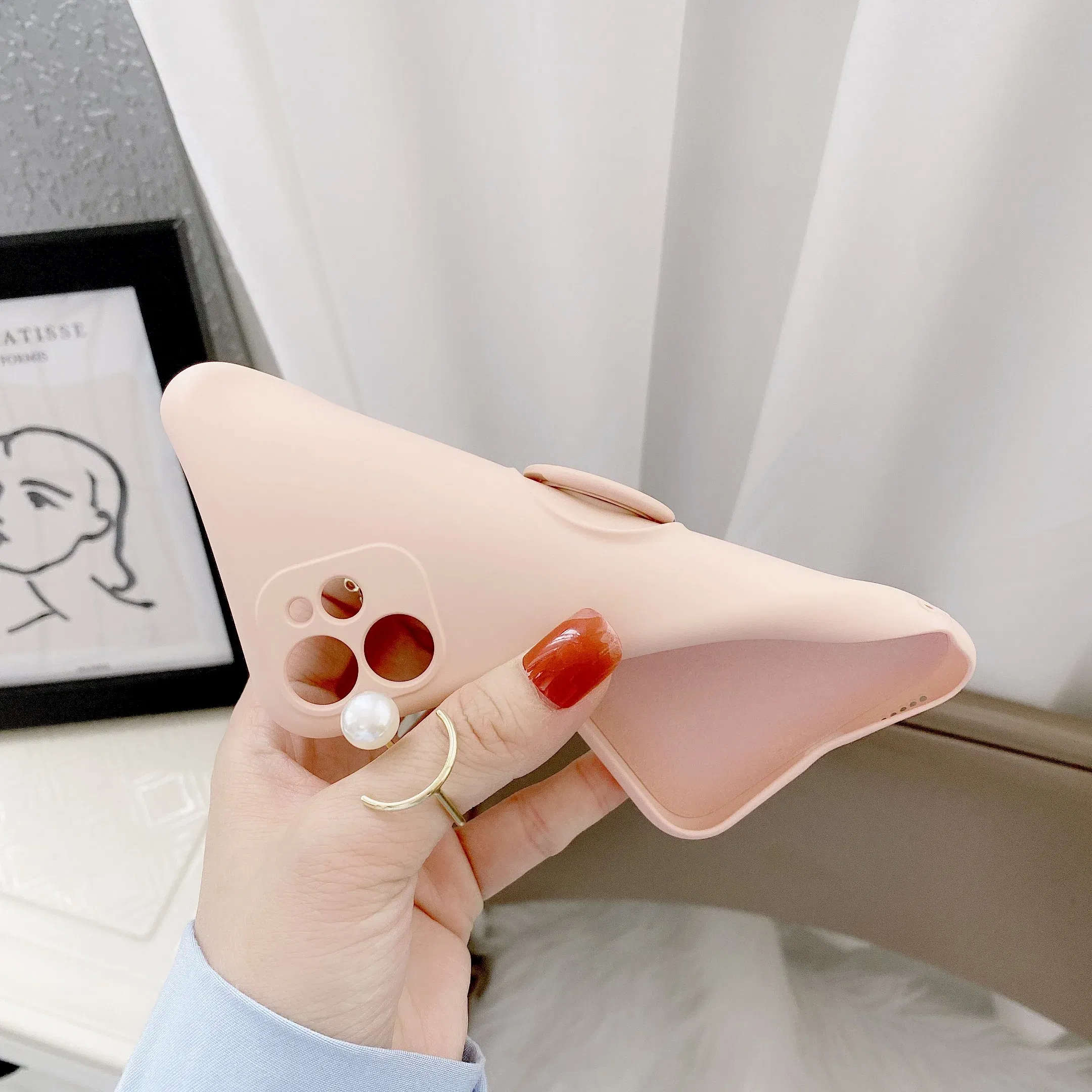 Material: PP, Color: cream, Ships From: CN - With Ring Holder Shockproof Case For IPhone 15 14 13 12 11 Pro Xs Max Xr SE2/SE3 8 7 Plus Silicone TPU Soft Back Cover