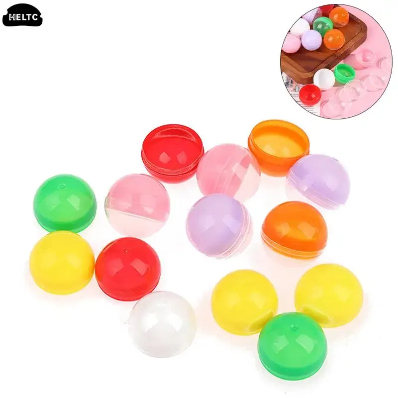 Color: Fluorescence Yellow - 50pc Mini 28/32MM Clear Transparency Plastic Capsule Toy Surprise Ball Tiny Container Making Things Model Gashapon toy Random