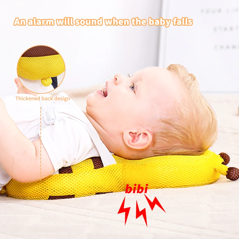 Color: GRAY - Head Back Protector Baby Protect Pillow Learn Walk Headgear Prevent Injured Safety Pad prevention Fall Cartoon Bee Kids Pillows