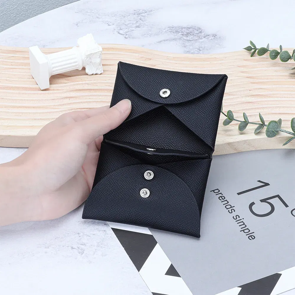 Color: Khaki - Genuine Leather Coin Pouch Change Holder Mini Snap Pocket Wallet for Men Women Brand Design Goosebump Pattern Coin Purses