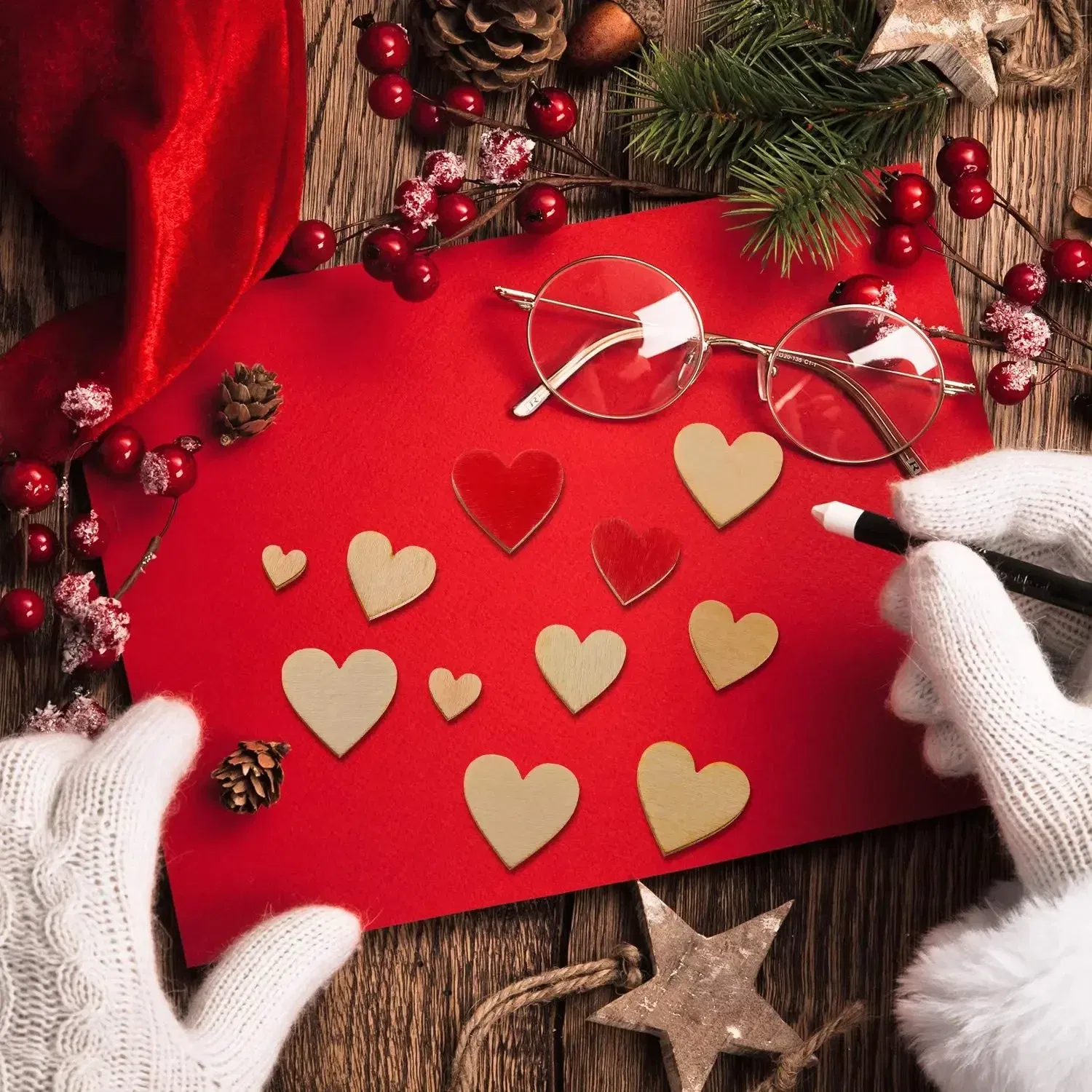Color: TEAK, Wood Thickness: 7mm - 1-10cm Unfinished Wooden Hearts Love Blank Wood Slices DIY Wooden Crafts For Christmas Painting Wedding Ornaments