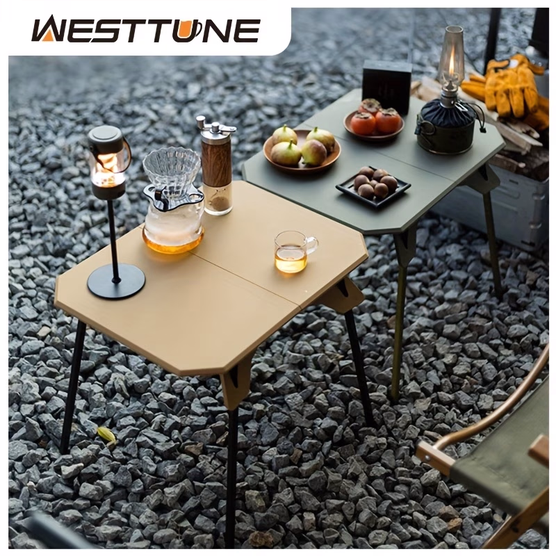 WEST TUNE® Portable Folding Camping Table – Adjustable Height and Dual-Use Design