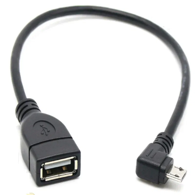 Color: Orange, Cable length: 0.2M - 90 degree up and down and left and right angles Micro USB 5Pin male to USB 2.0 A female extension connector adapter OTG cable