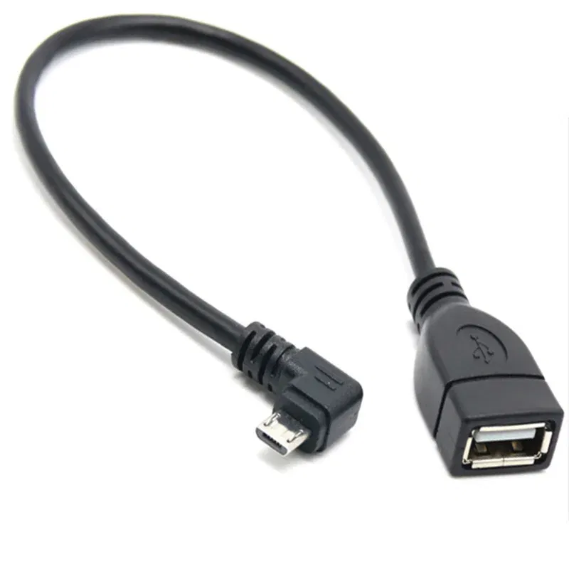 Color: Orange, Cable length: 0.2M - 90 degree up and down and left and right angles Micro USB 5Pin male to USB 2.0 A female extension connector adapter OTG cable