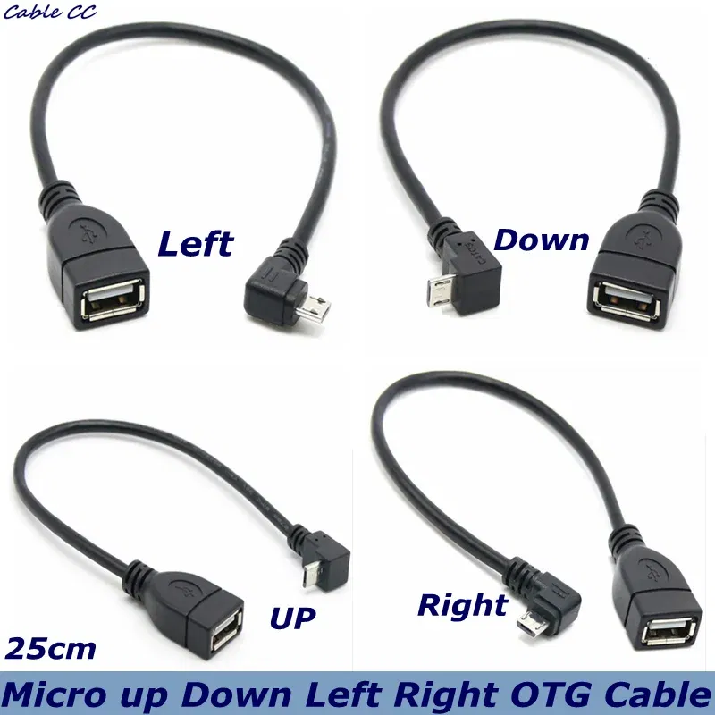 Color: Orange, Cable length: 0.2M - 90 degree up and down and left and right angles Micro USB 5Pin male to USB 2.0 A female extension connector adapter OTG cable