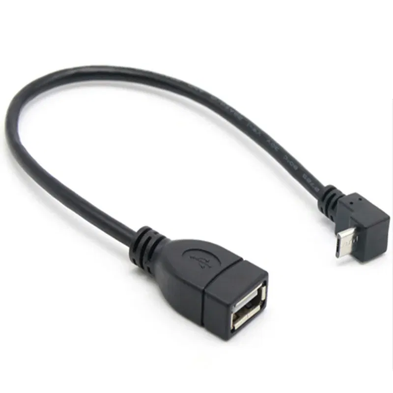 Color: Orange, Cable length: 0.2M - 90 degree up and down and left and right angles Micro USB 5Pin male to USB 2.0 A female extension connector adapter OTG cable