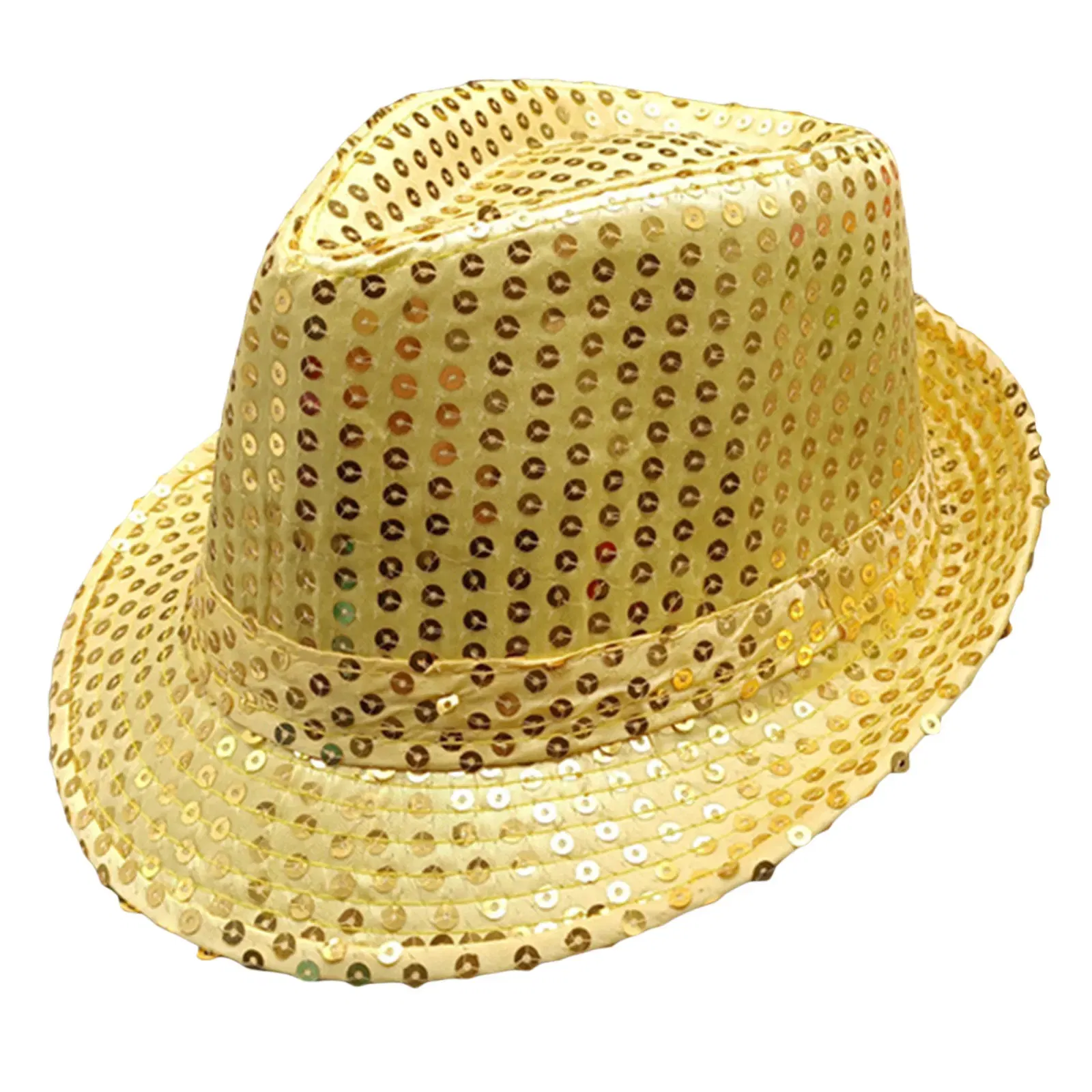 Color: black - 12 Colors Men's Women's Jazz Hat Sequins Retro Disco Funky Glitter Costume Unisex Novelty Christmas Party Prop Charming Hat