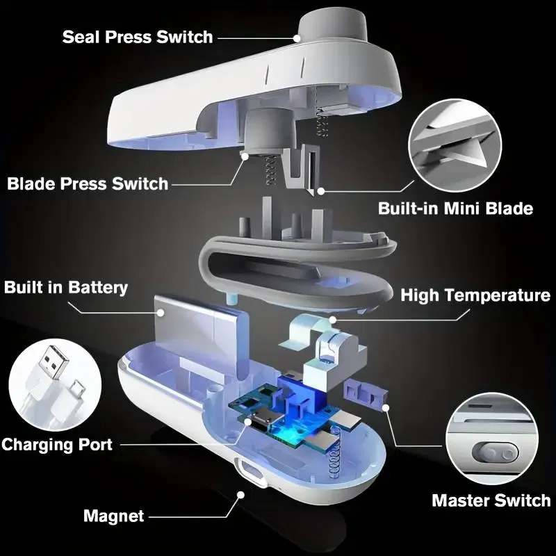Color: Dark Khaki - Portable Mini Sealer 2 in 1 Heat Sealer For Snacks  Home use rechargeable sealer Vacuum Sealer Snacks plastic bag heat sealer