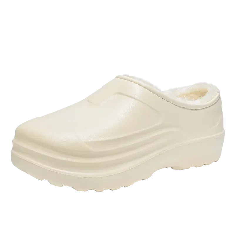 Color: Beige, Shoe Size: 41 - Eva Men's Chef Slippers Winter Slipper for Men Home Cotton Shoes Water Proof Anti-slip Keep Warm Height-increasing New Arrival