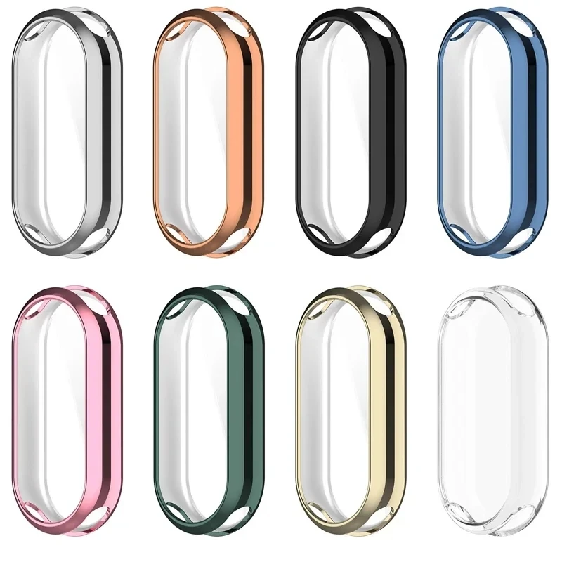 Color: Brown - Protective Case For Xiaomi Mi Band 8 Screen Protector Full Cover XioMi Band8 Soft TPU Cover