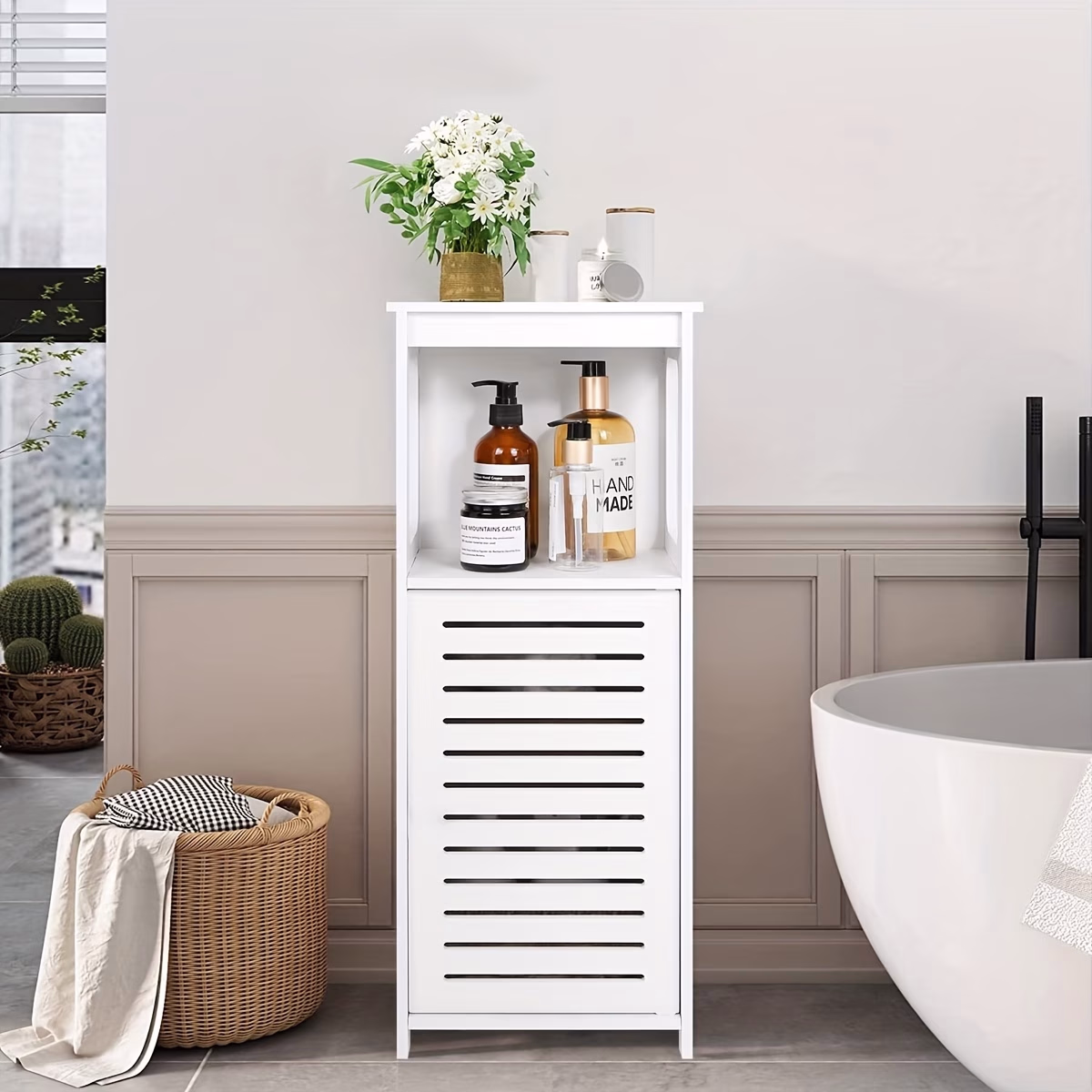 1pc Freestanding Bathroom Storage Cabinet Organizer Floor Standing Rack – Maximize Bathroom Storage with Style