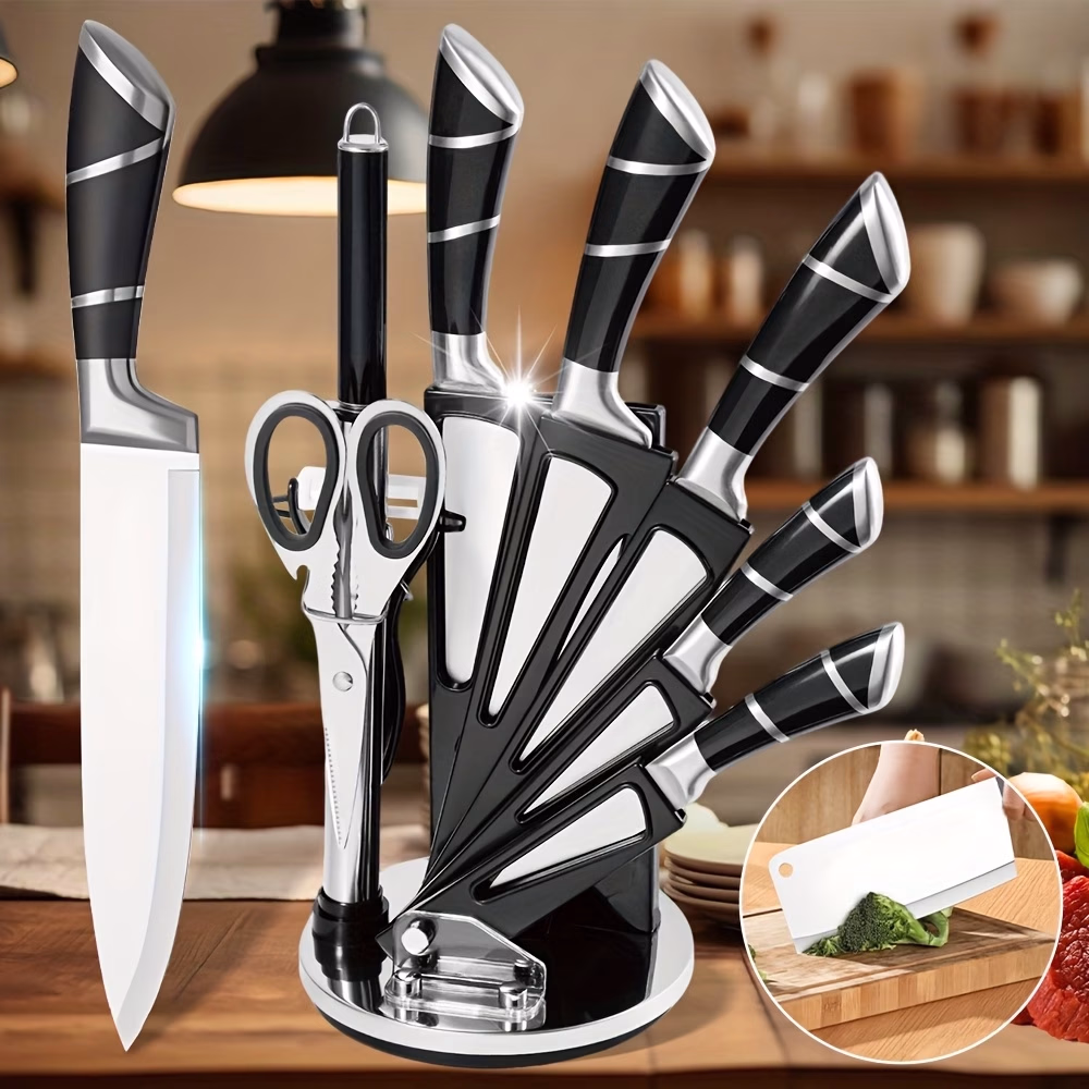 KEPEAK® 9pcs Kitchen Knife Set – Premium Chef Knife Set for Cutting Meat, Bones, and More