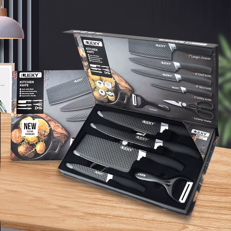 6pcs Professional Kitchen Knives Set with Giftbox – Premium High Carbon Stainless Steel Forged Knife Set for Precision Cooking