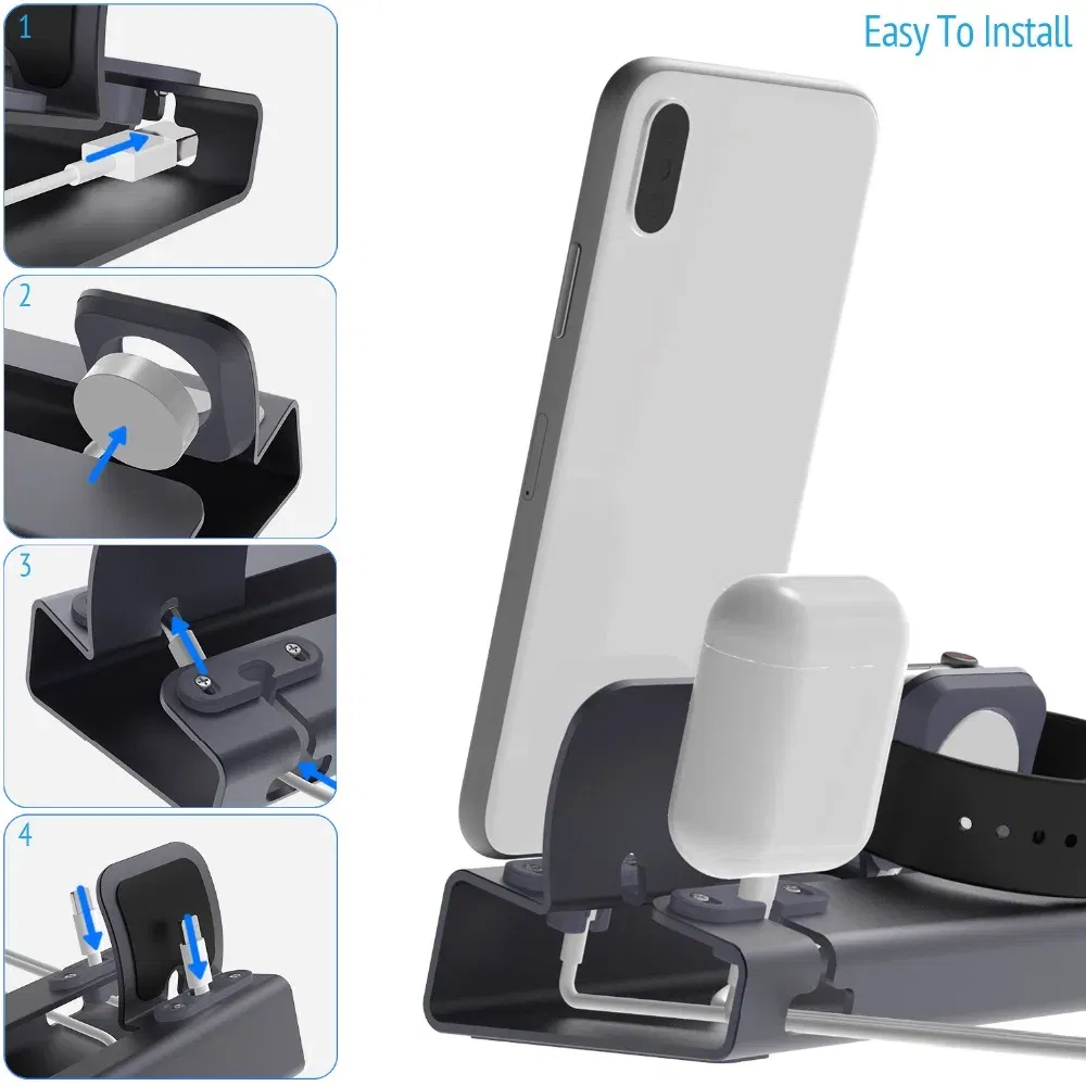 Color: black - Charging Dock Station Stand Holder For AirPods IPad Air Mini Apple Watch For iWatch For iPhone 14 13 12 11 X XR XS MAX 8 7Plus