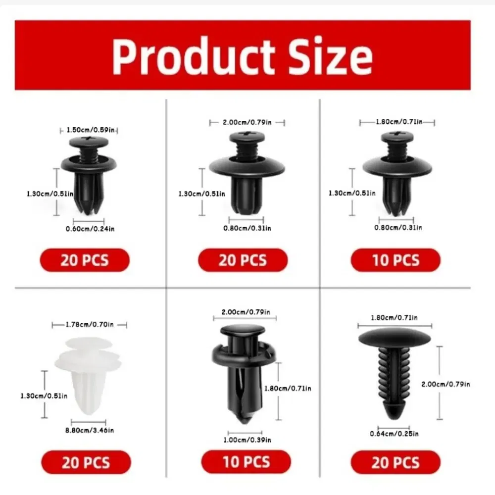 100 Pcs Car Fastener Clips Universal Auto Body Door Trim Panel Retainer Car Screw Bumper Decoration Fastener Plastic Clip
