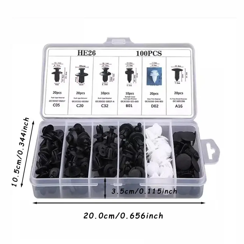 100 Pcs Car Fastener Clips Universal Auto Body Door Trim Panel Retainer Car Screw Bumper Decoration Fastener Plastic Clip
