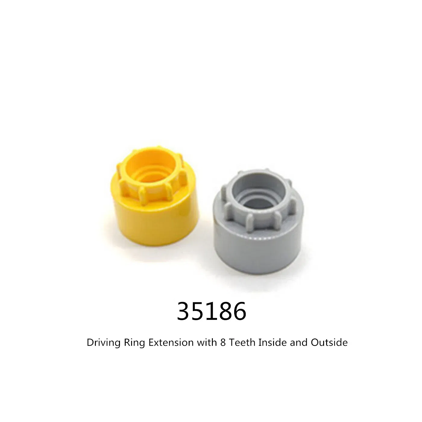 Color: Yellow - 1 Pcs Building Blocks 35186 Driving Ring Extension with 8 Teeth Inside and Outside Brick Collections Bulk GBC MOC Set