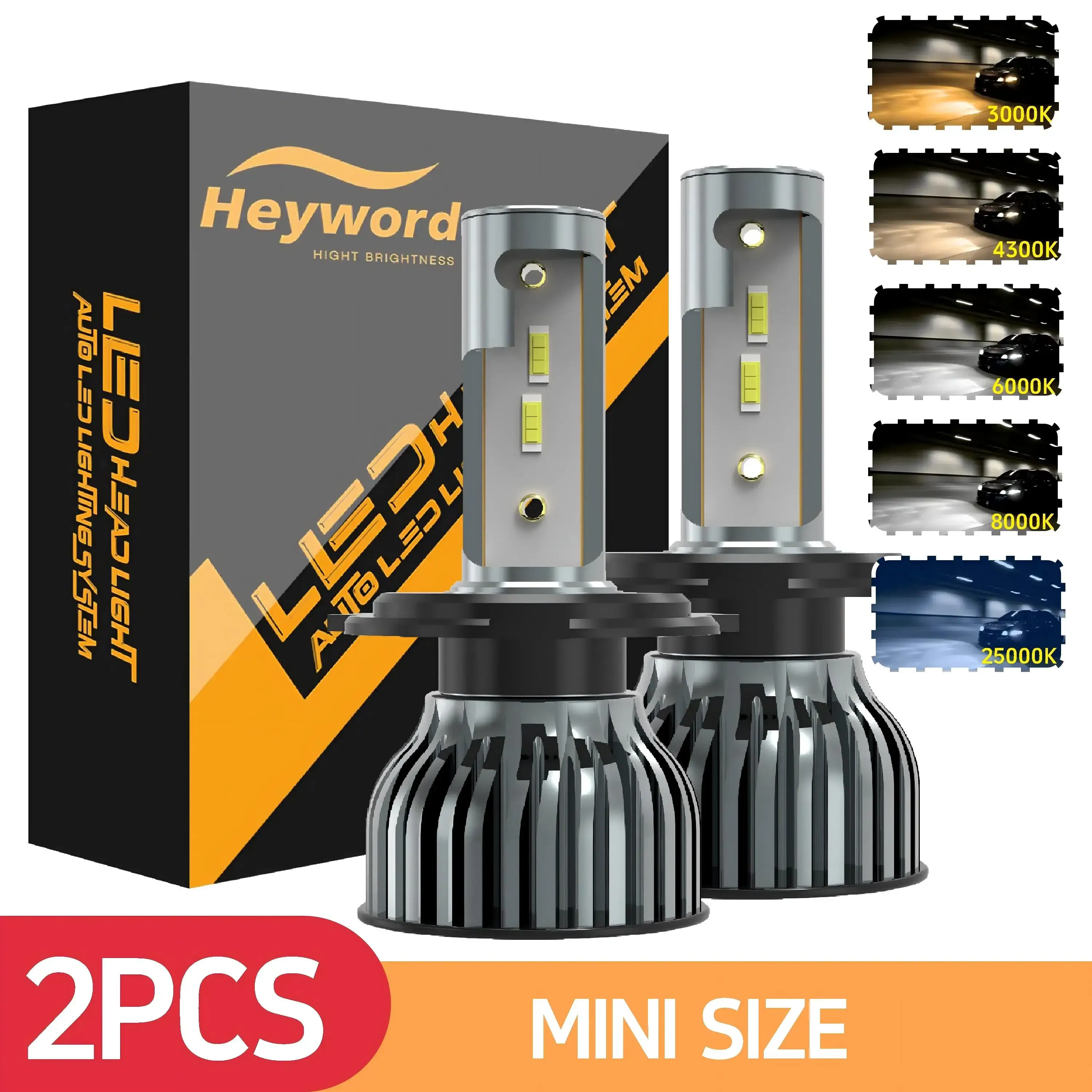 Emitting Color: 3000K Golden, Color: Lavender, Socket Type: H1 - Heyword 22000lm 160W 1860 CSP chip 3000k/4300k/6000k/8000k Car LED Headlight   h4 h7 h1 LED headlights 9005 H7  h9 h11 led light