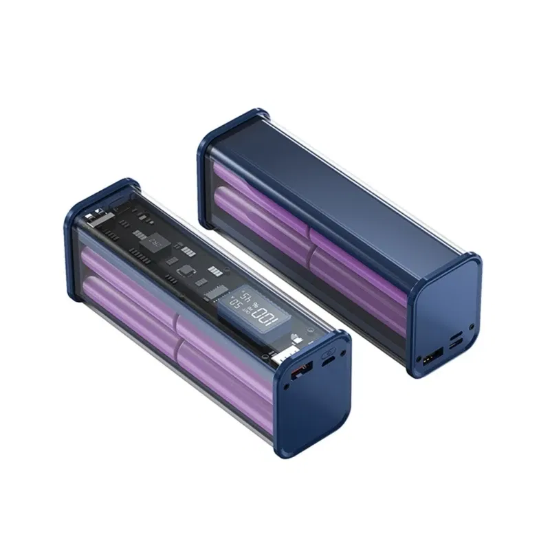 Color: black - Professional 22.5W DIY Battery Charger Case PD Fast Charging Case Welding for 8PCS 18650 Polymer 20000mA Battery Charging Box