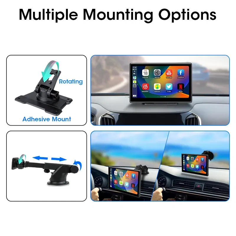 16g - 10.1" 4K Dash Cam Wireless Carplay Android Auto GPS Navigation Car DVR Rearview Camera Dashboard Video Recorder Monitor Park AUX