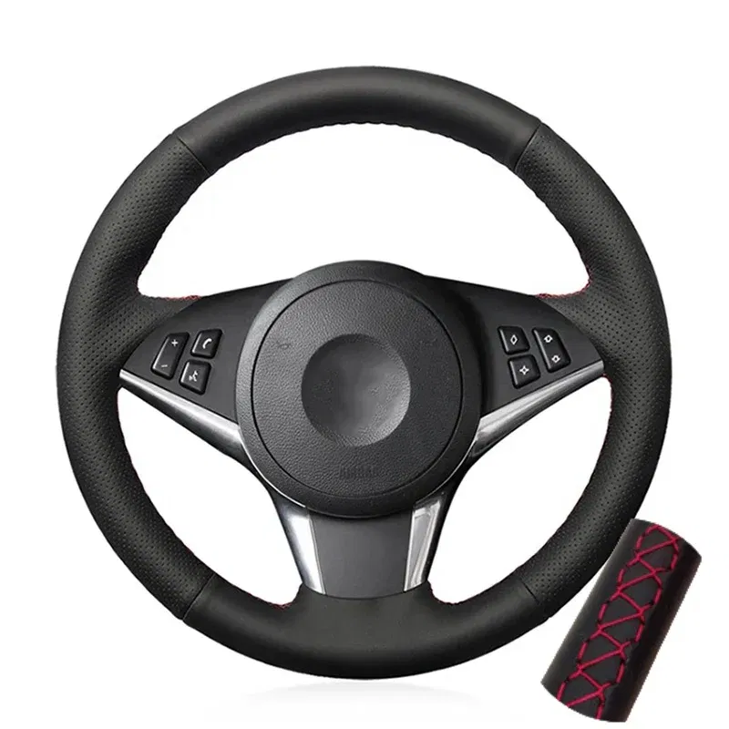 Color Name: Silver - Car Steering Wheel Cover For BMW E60 E61 530d 545i 550i E63 E64 630i 645Ci 650i Hand-stitched Microfiber Leather Interior