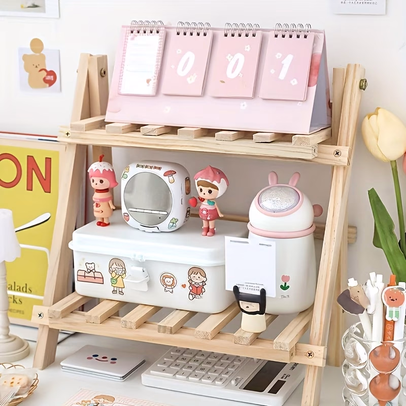 3-in-1 Space-Saving Desktop Storage Shelf – Sturdy A-Frame Recycled Wood Bookshelf, Plant Stand & Organizer