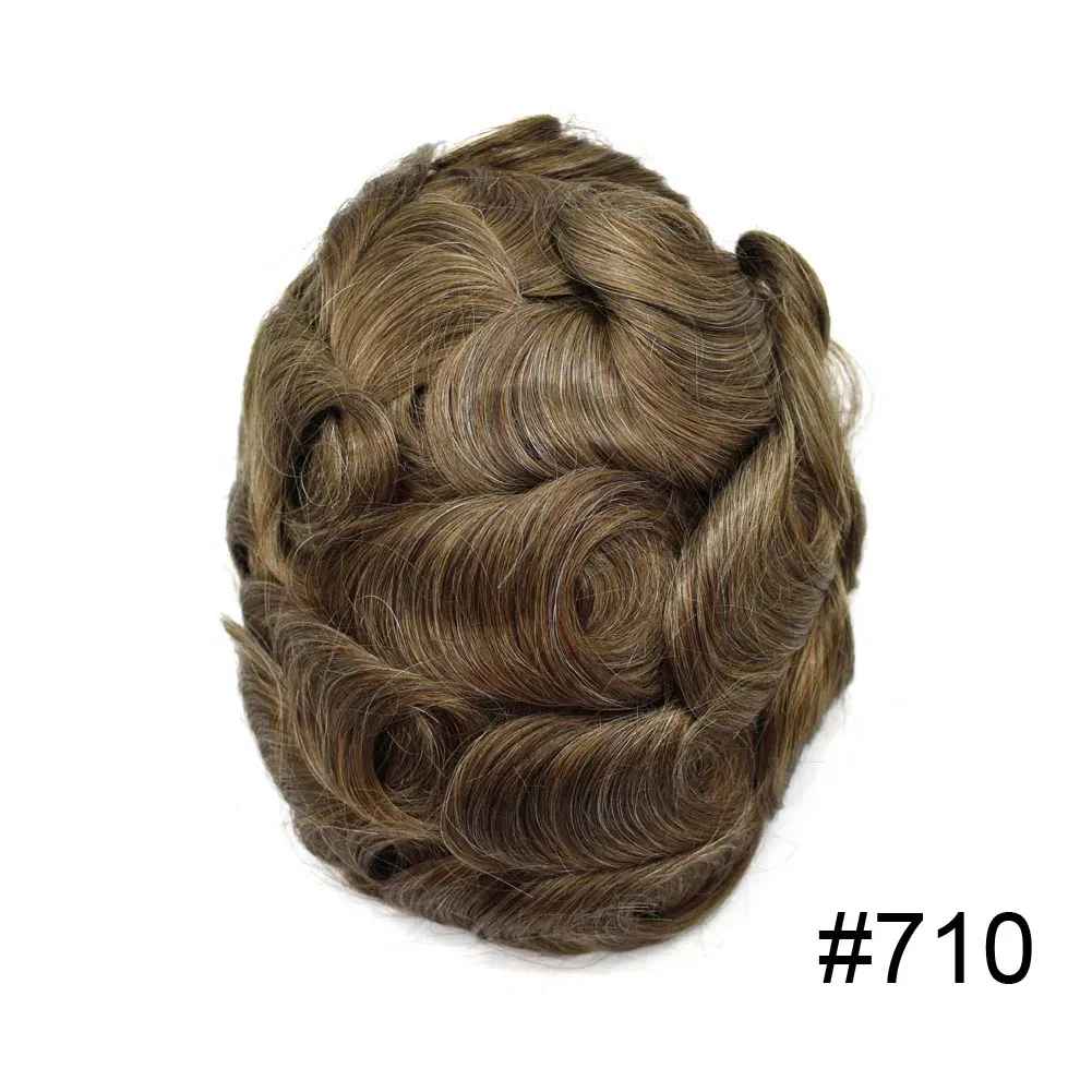 Men Toupee Hair Systems Ultra Thin Skin 0.06MM V-LOOP Capillary Prosthesis Invisible Hairline Real Human HairPieces Hair Units
