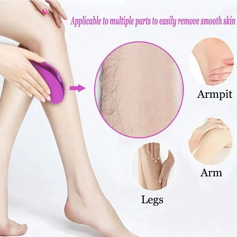 Color: WHITE - Hot Crystal Physical Hair Removal Eraser Glass Hair Remover Painless Epilator Easy Cleaning Reusable Body Care Depilation Tool