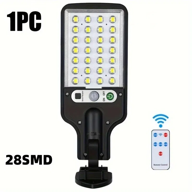 Emitting Color: Blue - 28SMD/108COB Sensor Street Lamp 3 Light Modes Outdoor Waterproof Security Solar Lamps for Garden Patio Path Remote Control Light