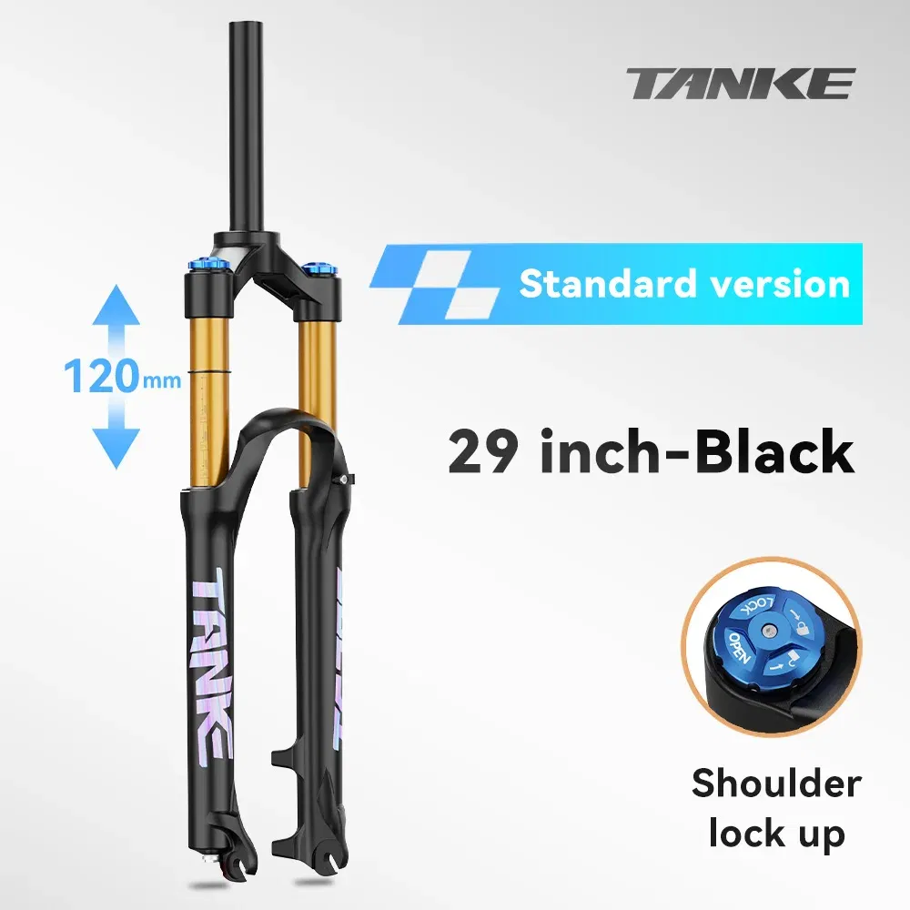 TANKE Bike Fork Rebound Adjustable MTB Air Front Suspension 26/27.5/29 Inch 120mm Travel Quick Release Fork Bicycle Accessories