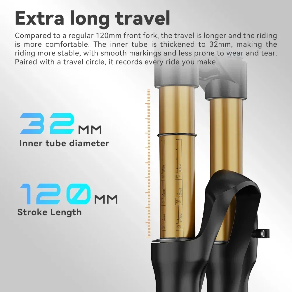 TANKE Bike Fork Rebound Adjustable MTB Air Front Suspension 26/27.5/29 Inch 120mm Travel Quick Release Fork Bicycle Accessories