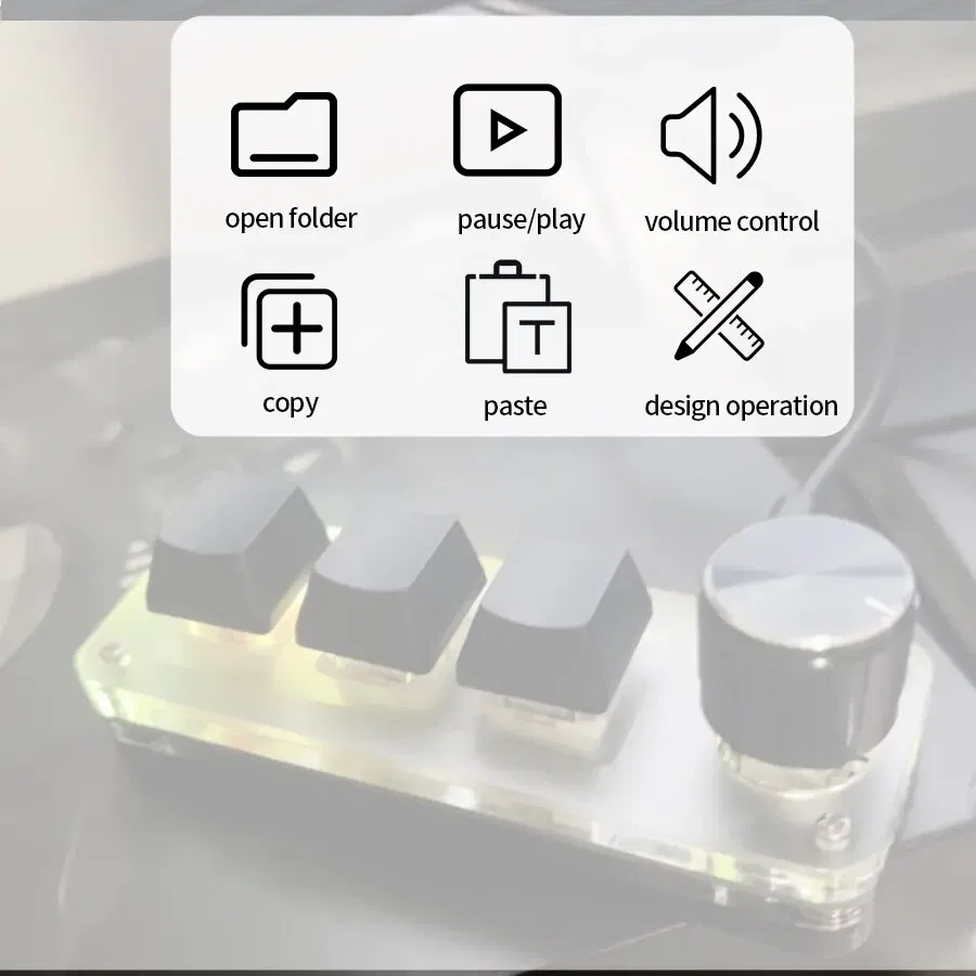 Color: WHITE - Macropad Macro Mechanical Keyboard RGB Mini Gaming Custom Programming Knob Keypads Red Switch 3 Keys For Photoshop