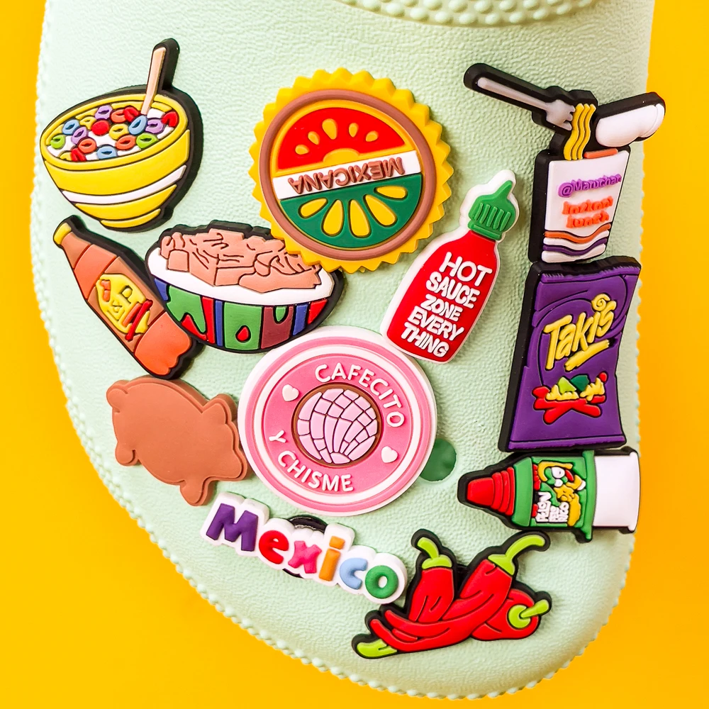 1pcs Mexico Style PVC Sandal Charms Cheetos Takis Shoe Charms for Sneakers Cactus Pin Bread Noodles Shoe Decorations Buckle