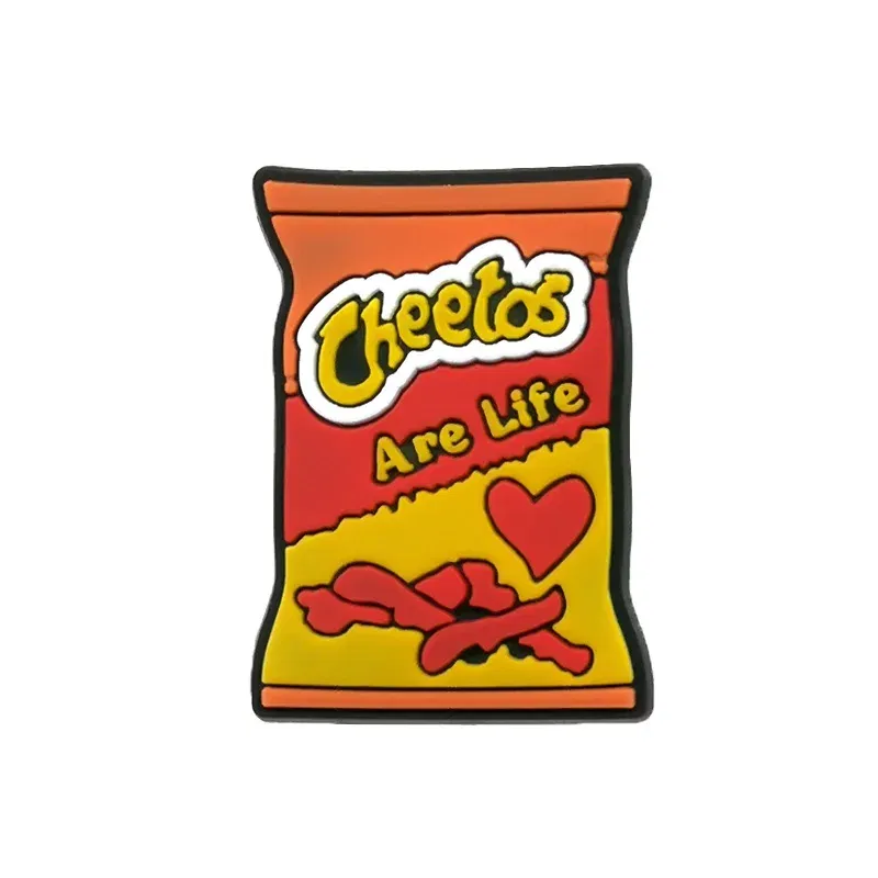 Color: Champagne - 1pcs Mexico Style PVC Sandal Charms Cheetos Takis Shoe Charms for Sneakers Cactus Pin Bread Noodles Shoe Decorations Buckle