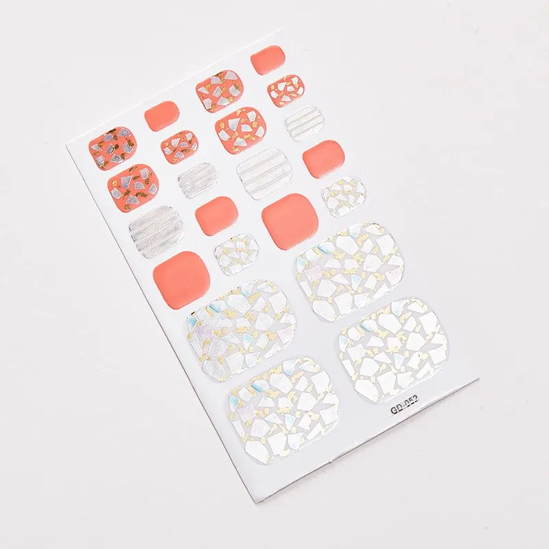 Color: Black/Gold - 22 Tips/Sheet Full Beauty Loveliness Designed Manicure Valentines Nail Art Designer Nail Decals Novidades Nail Sticker Set