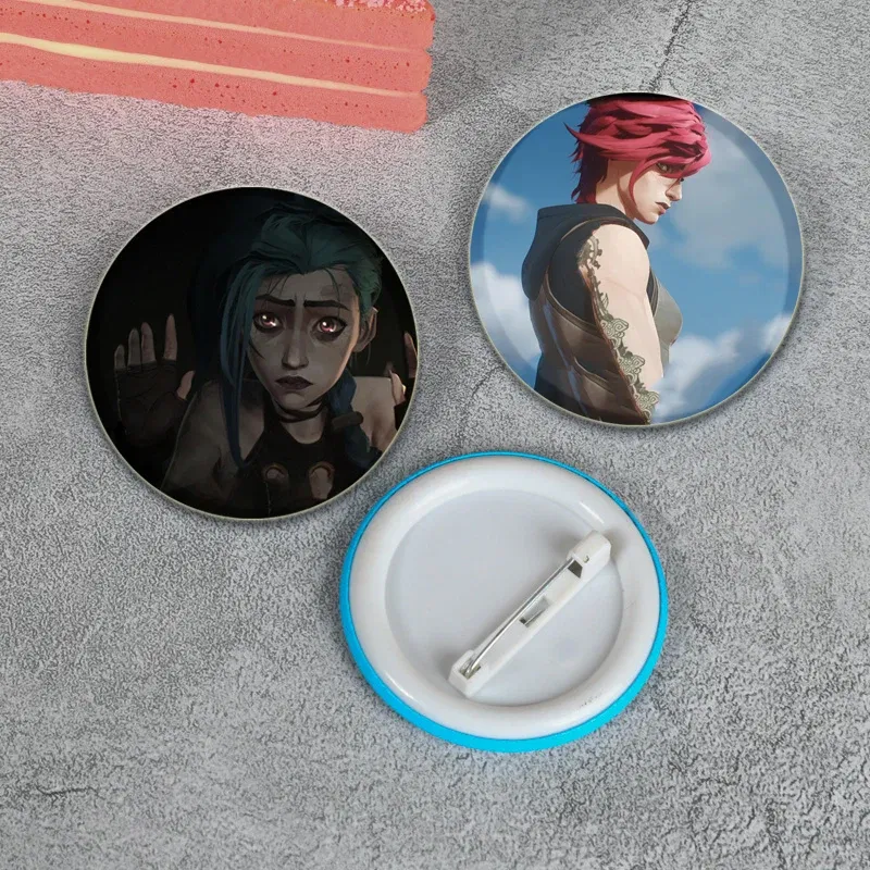 Anime Round Pins Cartoon Character Arcane Badge Role Play Handmade Tinplate Brooches for Clothes Backpack Decoration