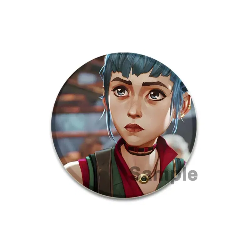 Anime Round Pins Cartoon Character Arcane Badge Role Play Handmade Tinplate Brooches for Clothes Backpack Decoration