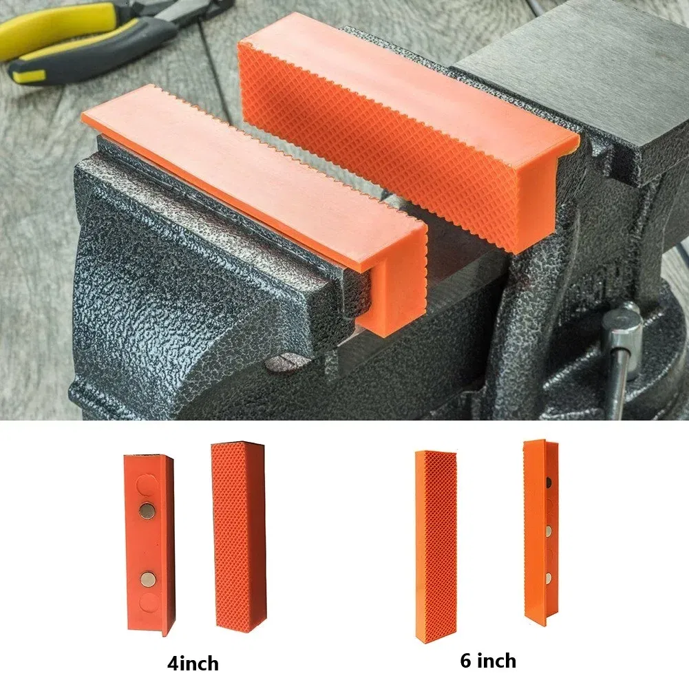 Color: Red - 2pcs 4/5/6 Inch Magnetic Soft Pad Jaw Rubber For Metal Vise Bench Machine Tools For Metal Vise Bench Machine Tools