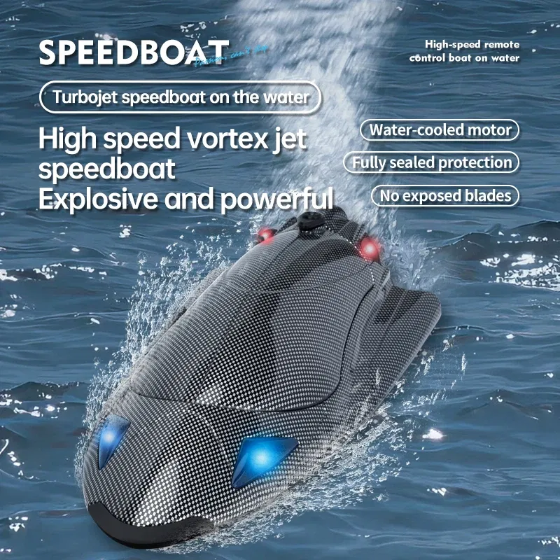 Color: WHITE - Fy011 New 2.4g Adult Children Electric Speedboat Racing Water Toy Boat High-speed Turbojet Remote Control Boat Christmas Gift