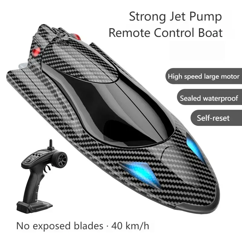 Color: WHITE - Fy011 New 2.4g Adult Children Electric Speedboat Racing Water Toy Boat High-speed Turbojet Remote Control Boat Christmas Gift