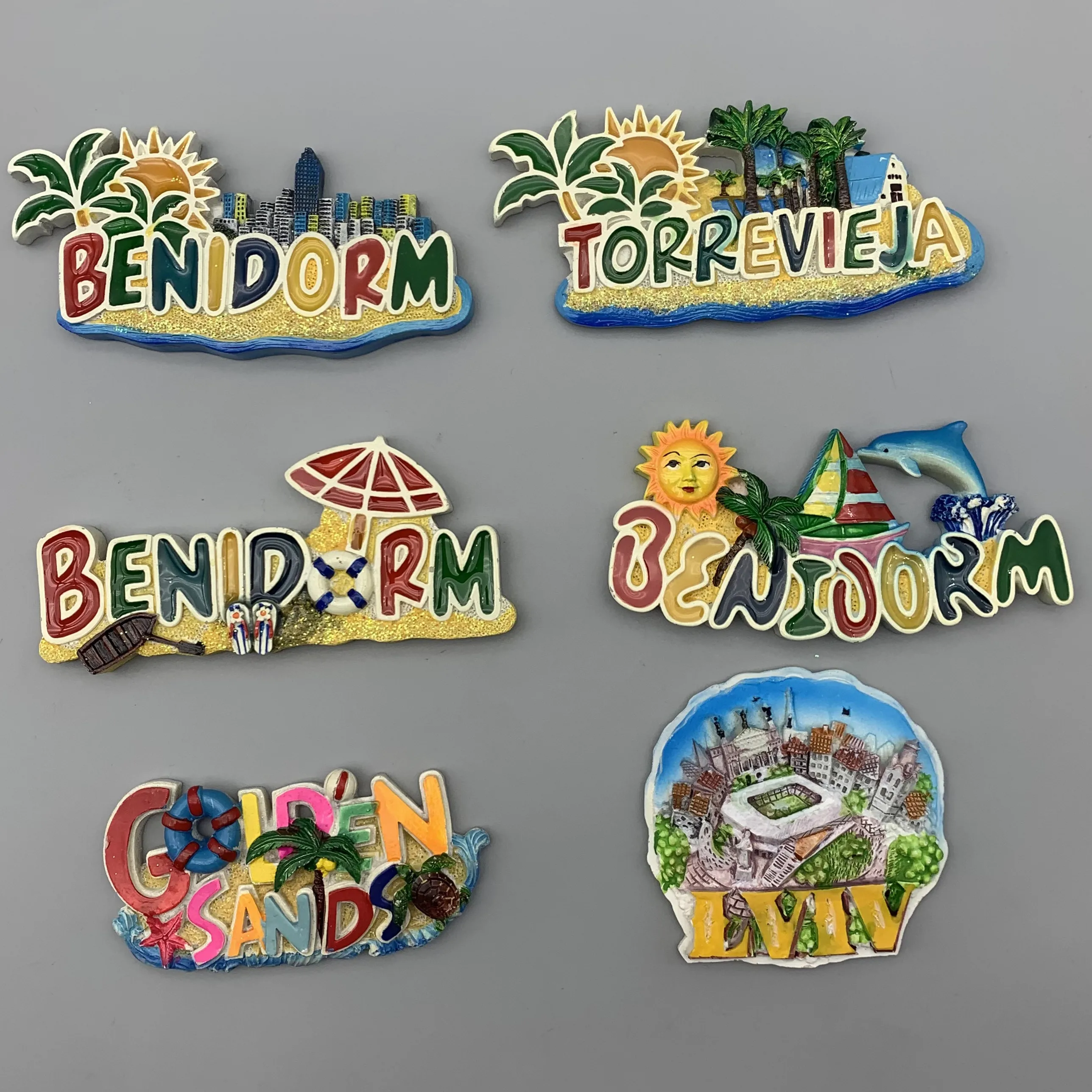 Color: Blue - Special Offer Spain Torrevieja Benidorm Ukraine Tourist Souvenirs Refrigerator Magnetic Stickers Travel collection Gift